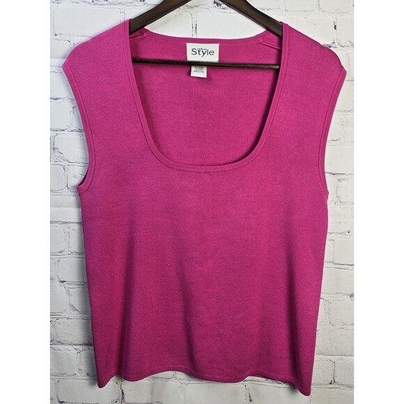 Vintage California Sytle Pink Sleeveless Silk Blend Square Neck Tank Sz Med - Picture 1 of 3